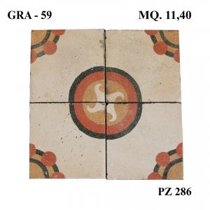 Antike Graniglia-Bodenfliesen, 20x20 cm. Frühes 20. Jahrhundert.